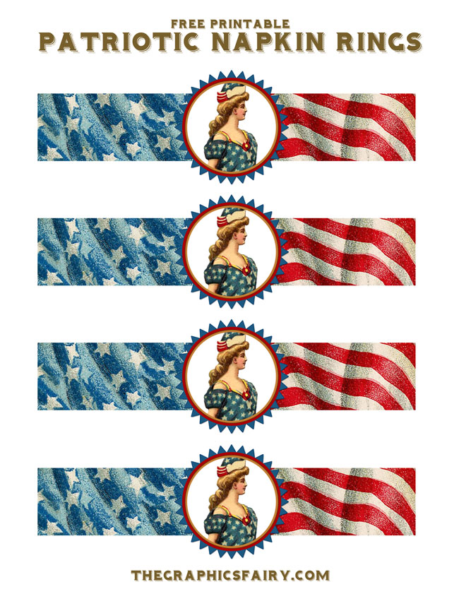 Free Printable Patriotic Napkin Rings // The Graphics Fairy