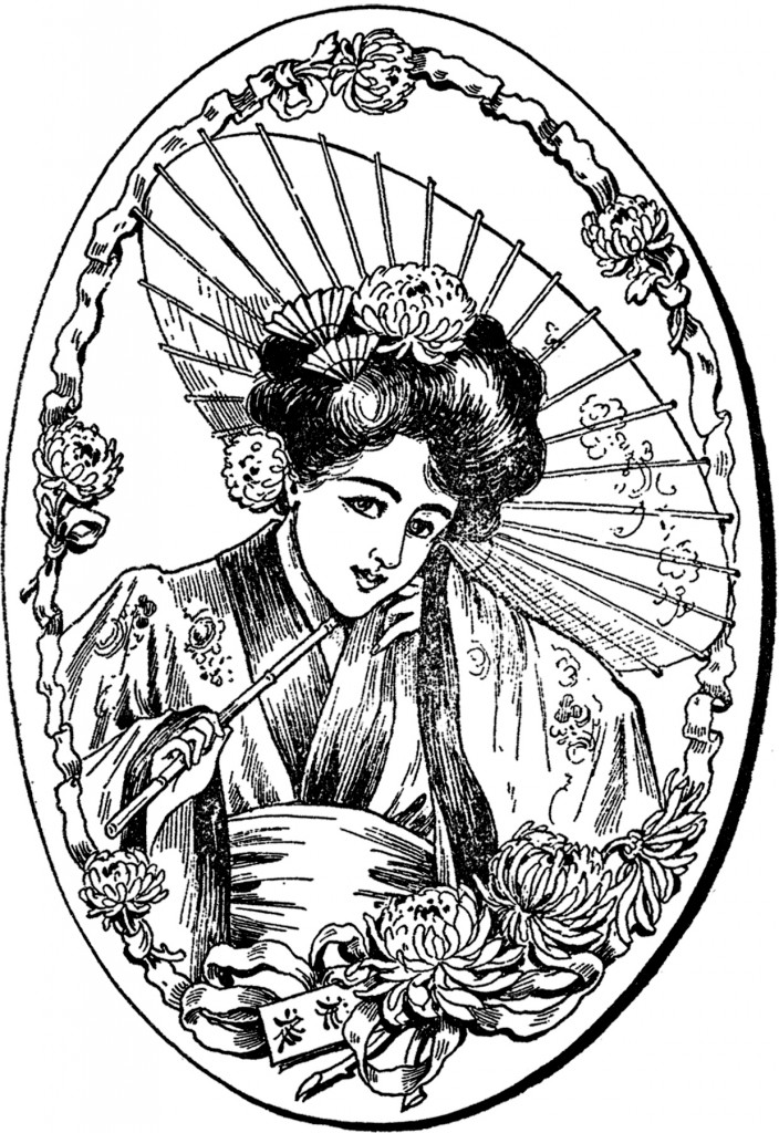 Beautiful Vintage Geisha Lady Image - The Graphics Fairy