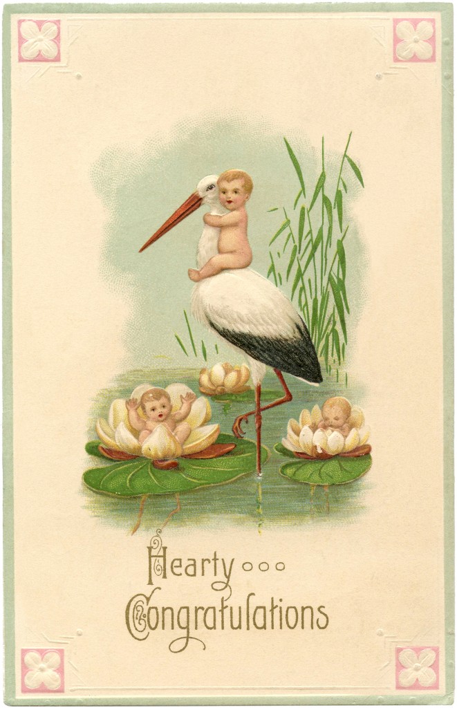 Vintage Stork Card