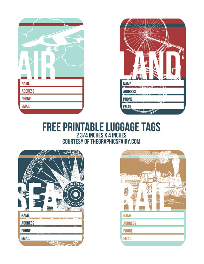 Cutest Printable Luggage Tags! The Graphics Fairy