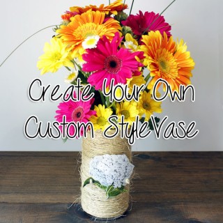 Custom Twine Wrapped Vase with flowers