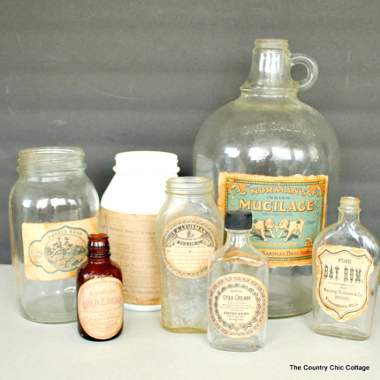 Bottles with vintage labels