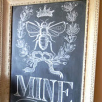 Chalkboard with Bee and wreath