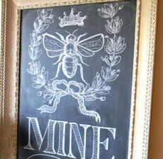 Chalkboard with Bee and wreath