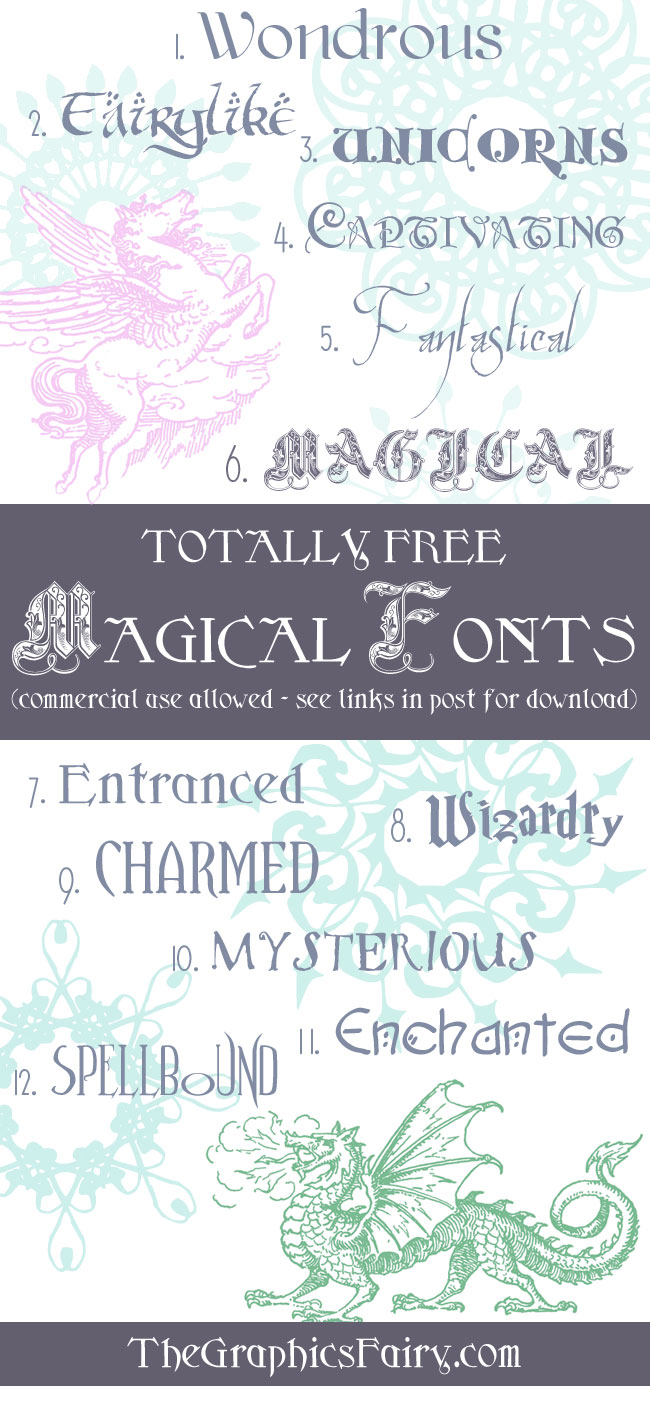 Free Magical Fonts  The Graphics Fairy