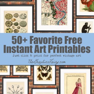 favorite art printables with brick wall and framed prints