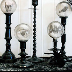 Vintage Halloween Globes on Candle Holders