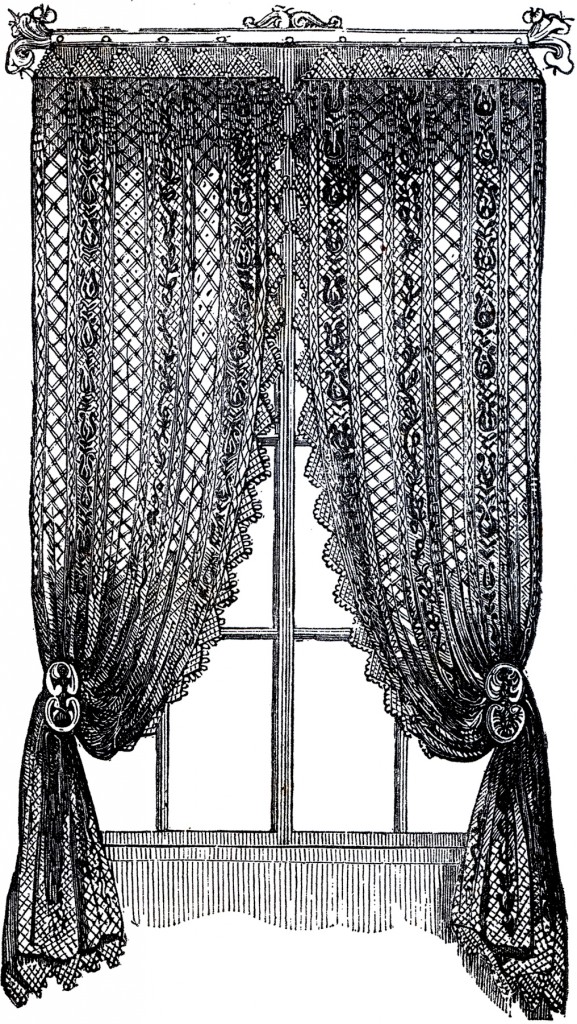 Vintage Lace Curtains Clip Art - The Graphics Fairy