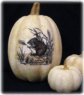 Pumpkin with Field Mouse Design