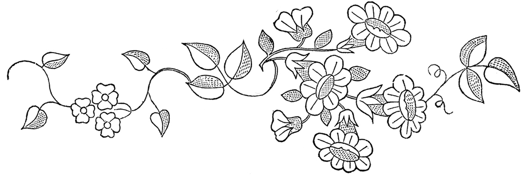 Floral Embroidery Patterns - Pretty! - The Graphics Fairy