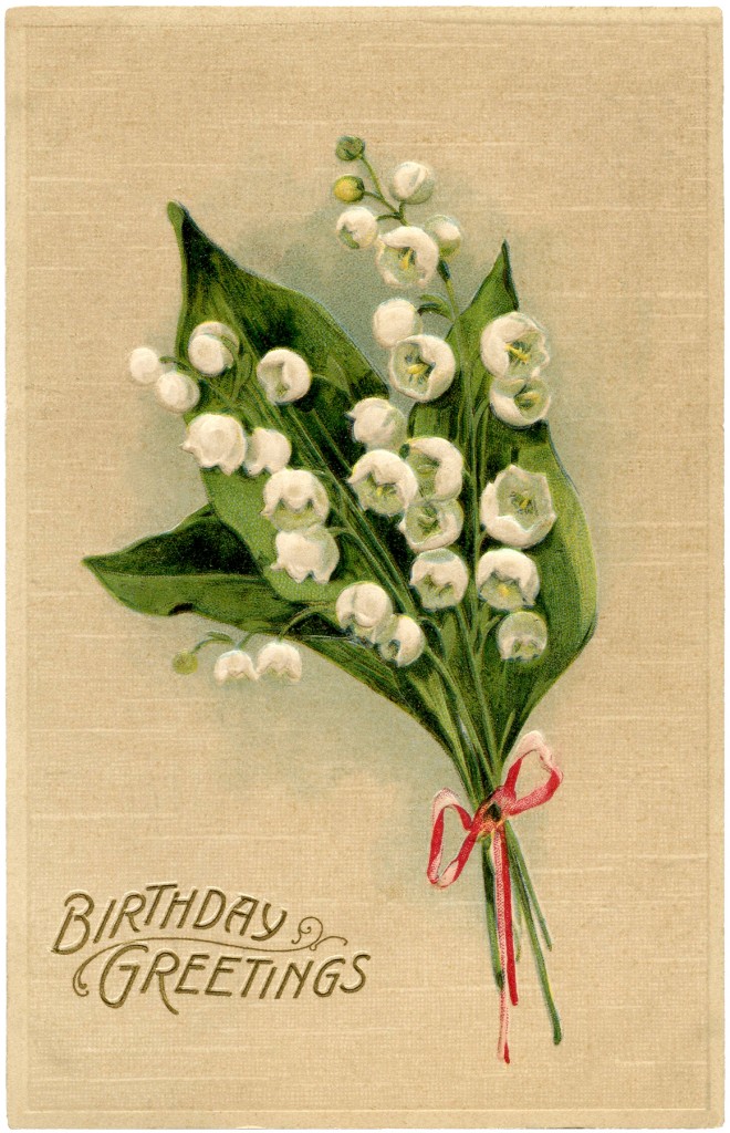 Lily of the Valley Birthday Card - The Graphics Fairy