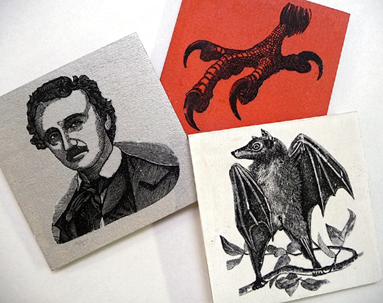 Coasters with Edgar Allan Poe, Bat and claw foot