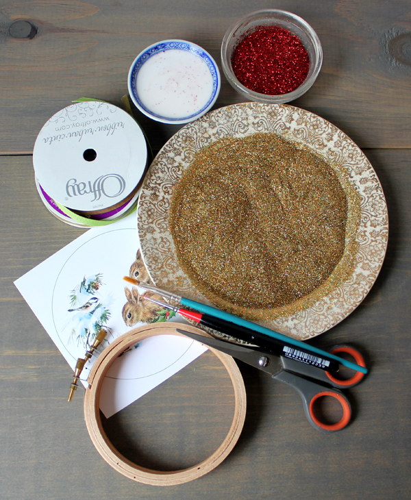 Supplies for DIY Embroidery Hoop Ornaments