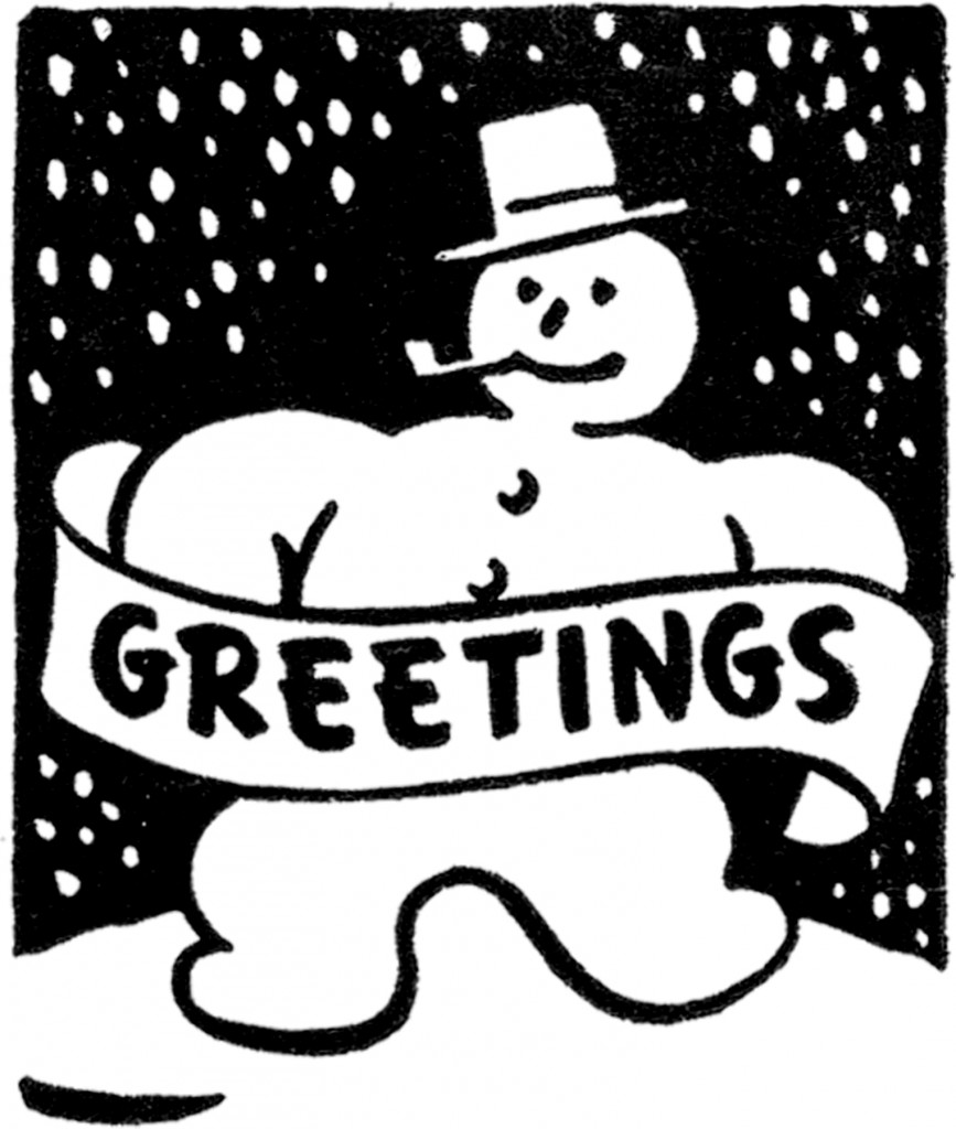 Black and White Snowman Image Clipart