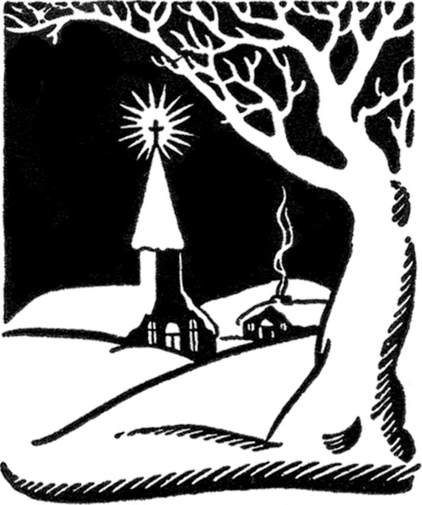 Retro Christmas Church Image - The Graphics Fairy