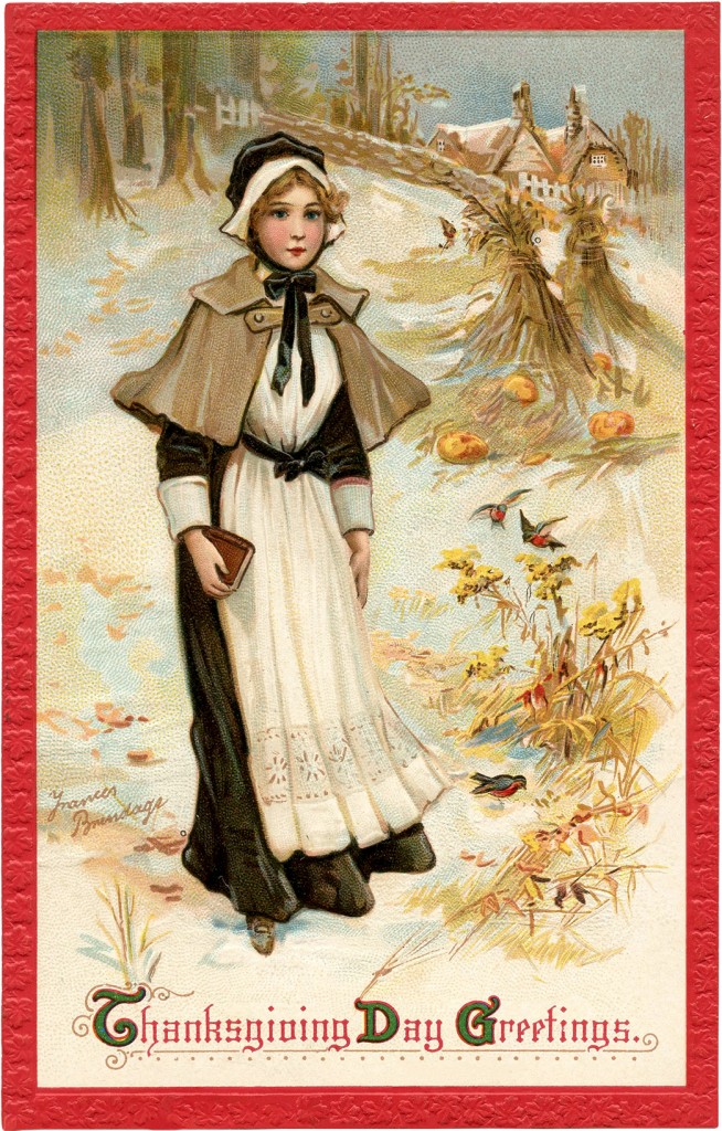 Pretty Thanksgiving Pilgrim Lady Image The Graphics Fairy