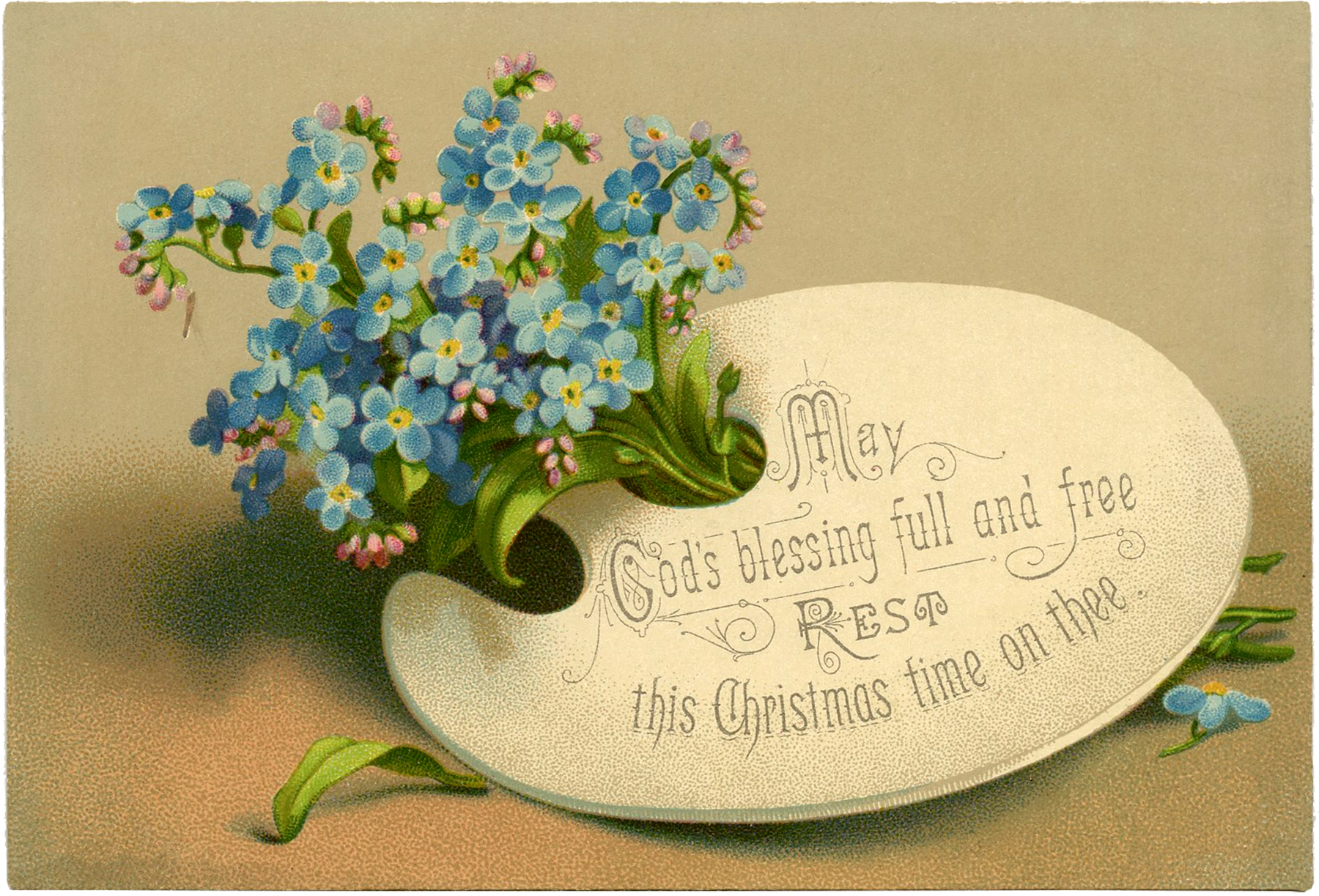 Pretty Victorian Floral Christmas Card! - The Graphics Fairy
