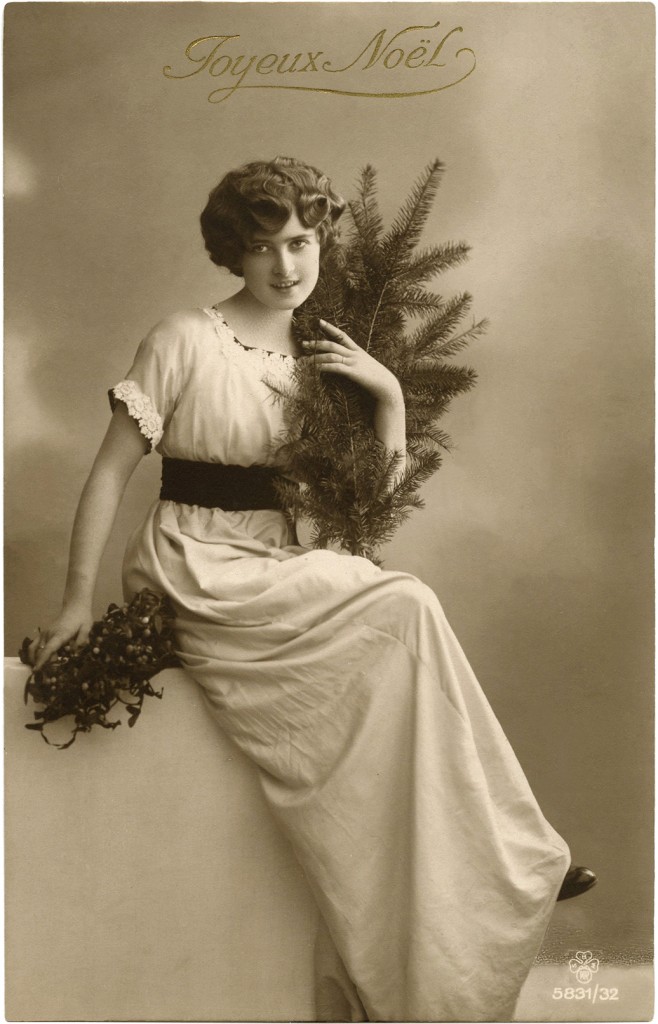 Vintage Christmas Lady Photo