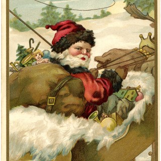 Vintage Santa with Sleigh Image