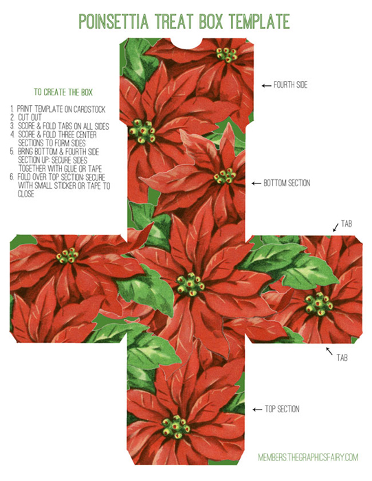 Printable poinsettia box