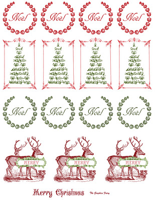 Printable Christmas tree stickers