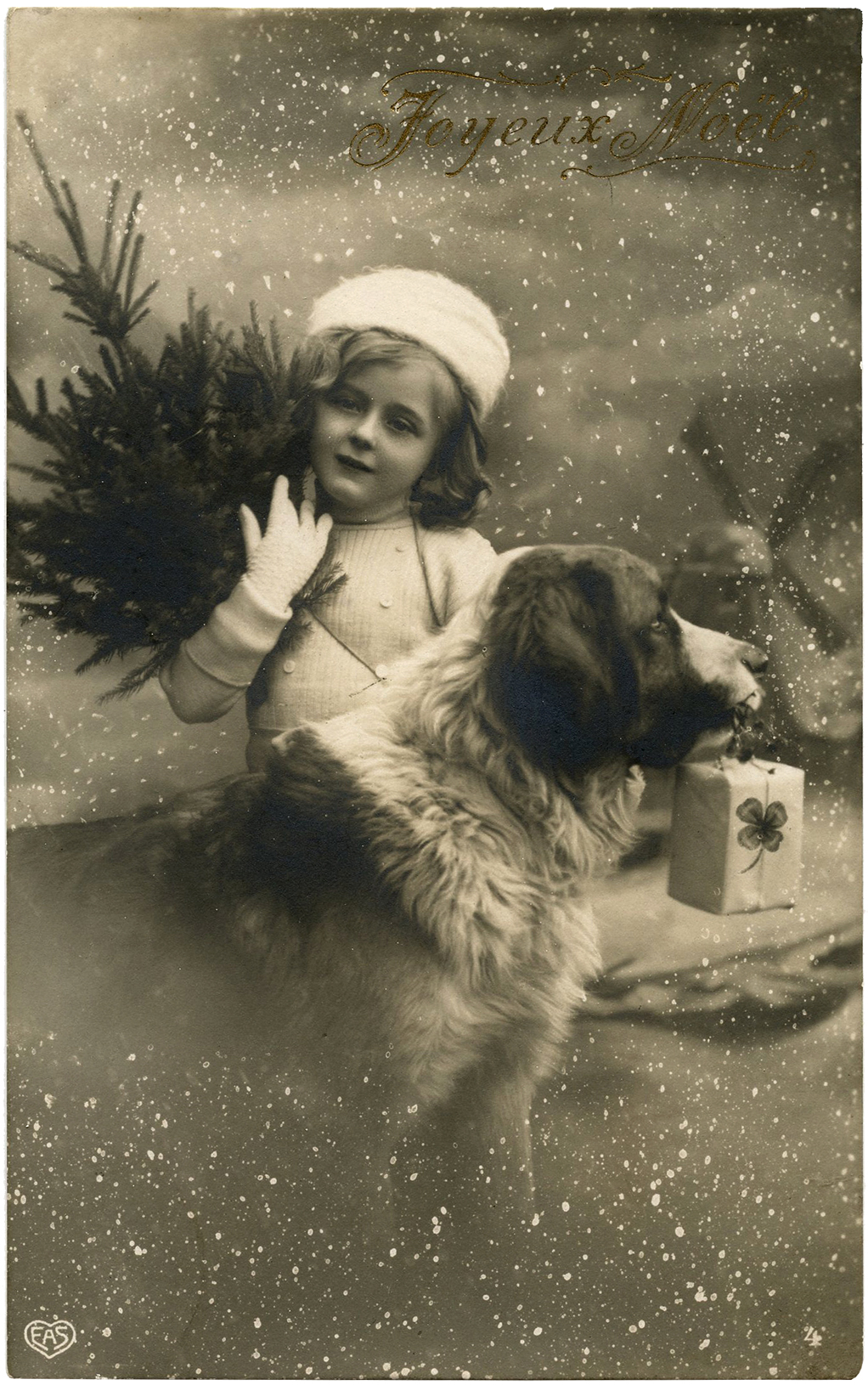 Christmas Girl with Dog Photo GraphicsFairy