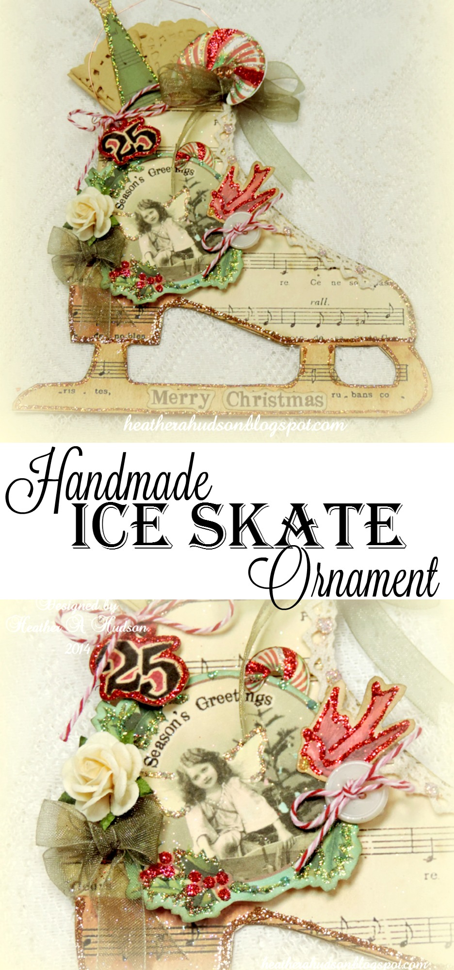 Handmade ice skate ornament