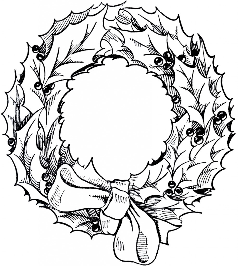 Vintage Christmas Wreath Graphic  The Graphics Fairy