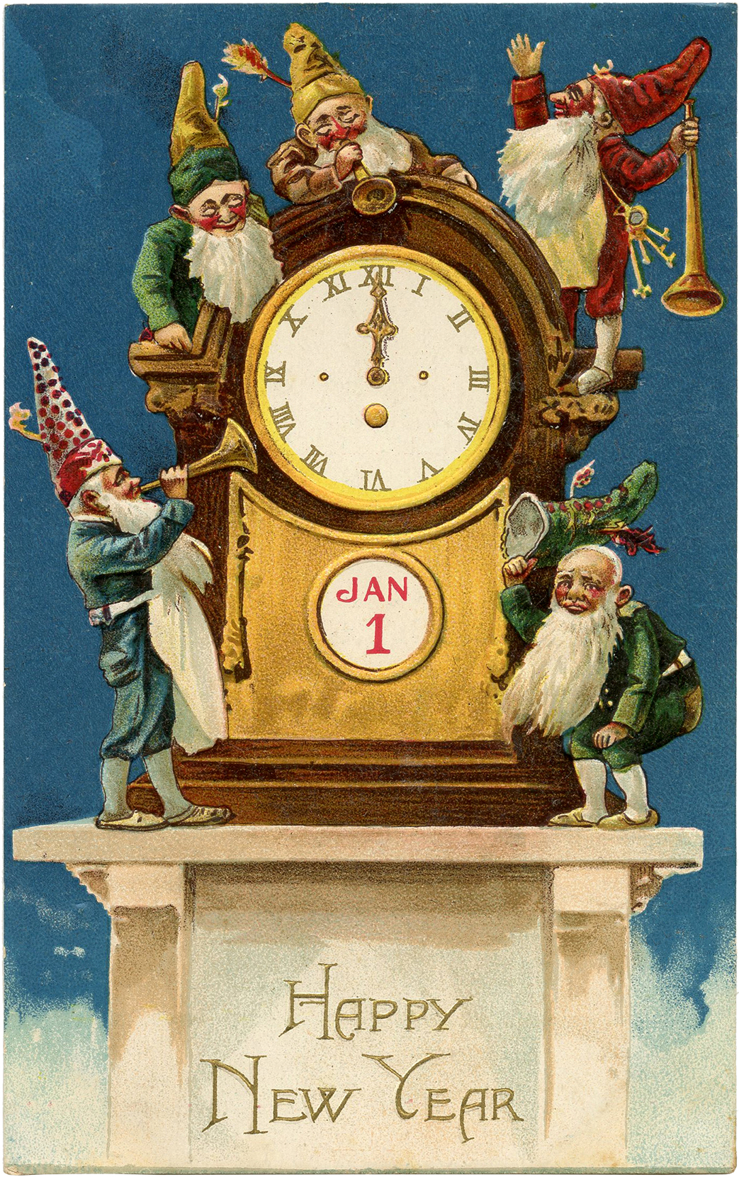 Vintage New Year Gnomes