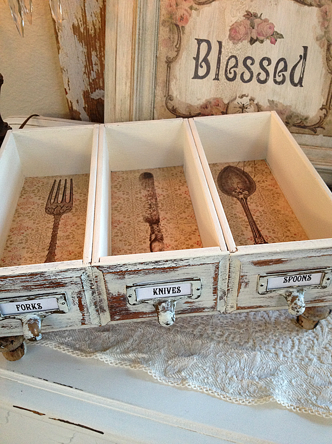 Farmhouse wooden silverware drawer