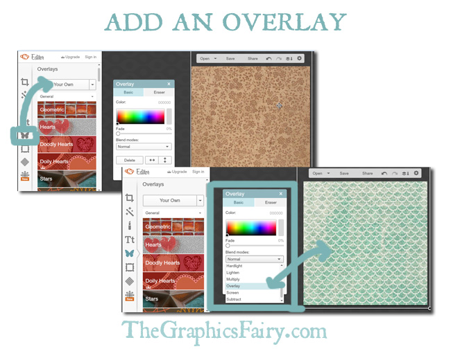 Adding an overlay in PicMonkey