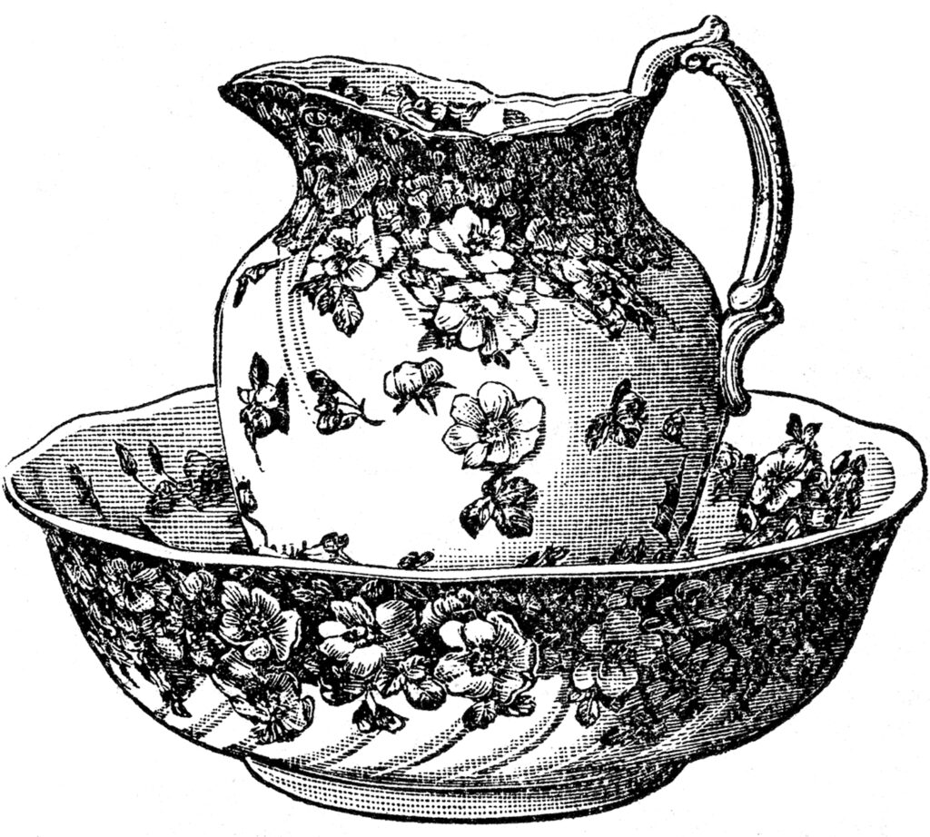 Antique Pitcher and Bowl Clipart