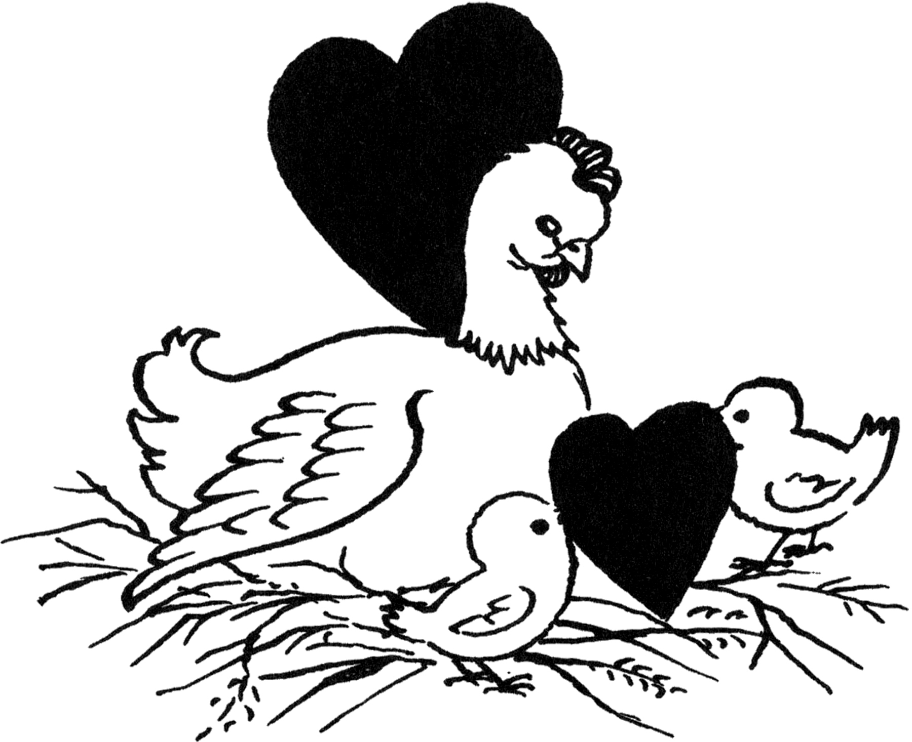 Vintage Chicken Family Image