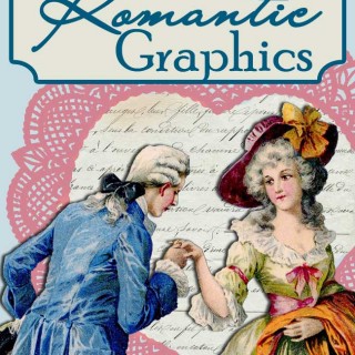 romantic graphics with colonial couple and heart