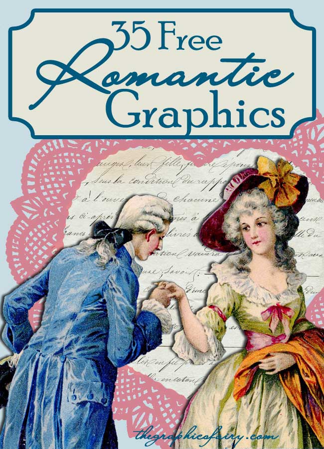 romantic graphics with colonial couple and heart