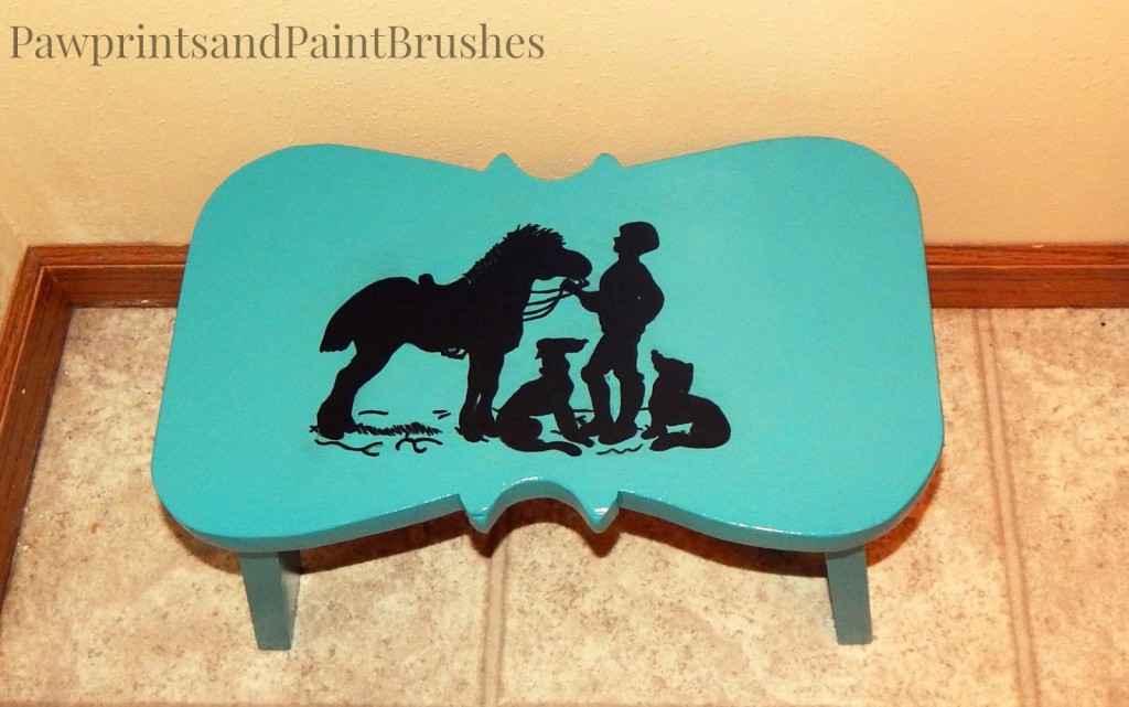 06 - Pawprints and Paint Brushes - Silhouette Decorated Foot Stool