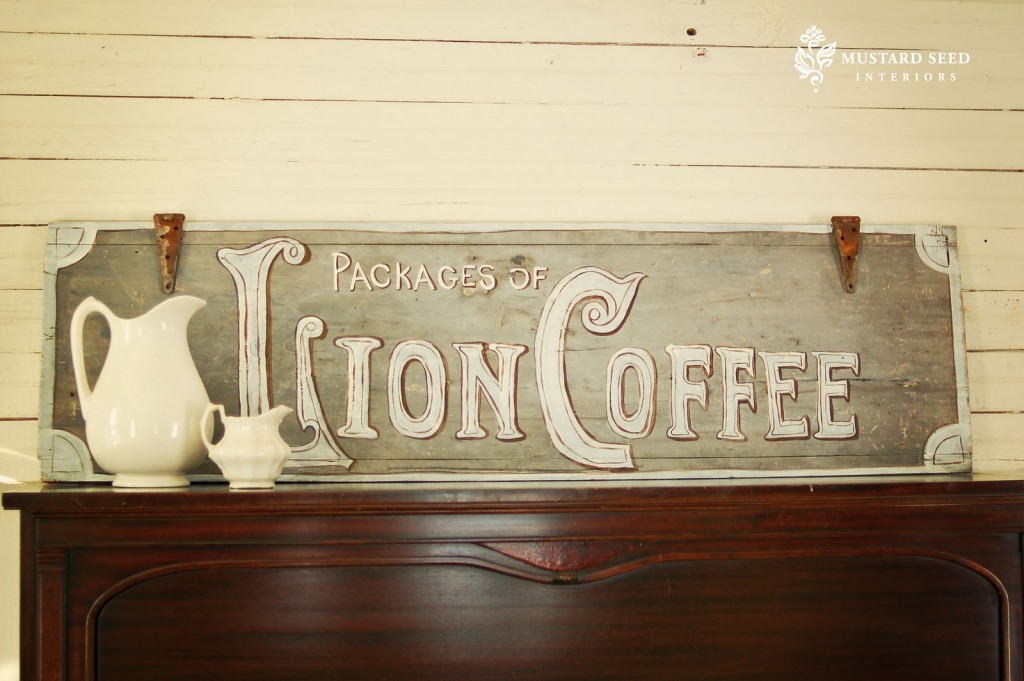 Lion coffee hand-painted sign