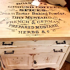 Dresser with Mustard and Coffee ad