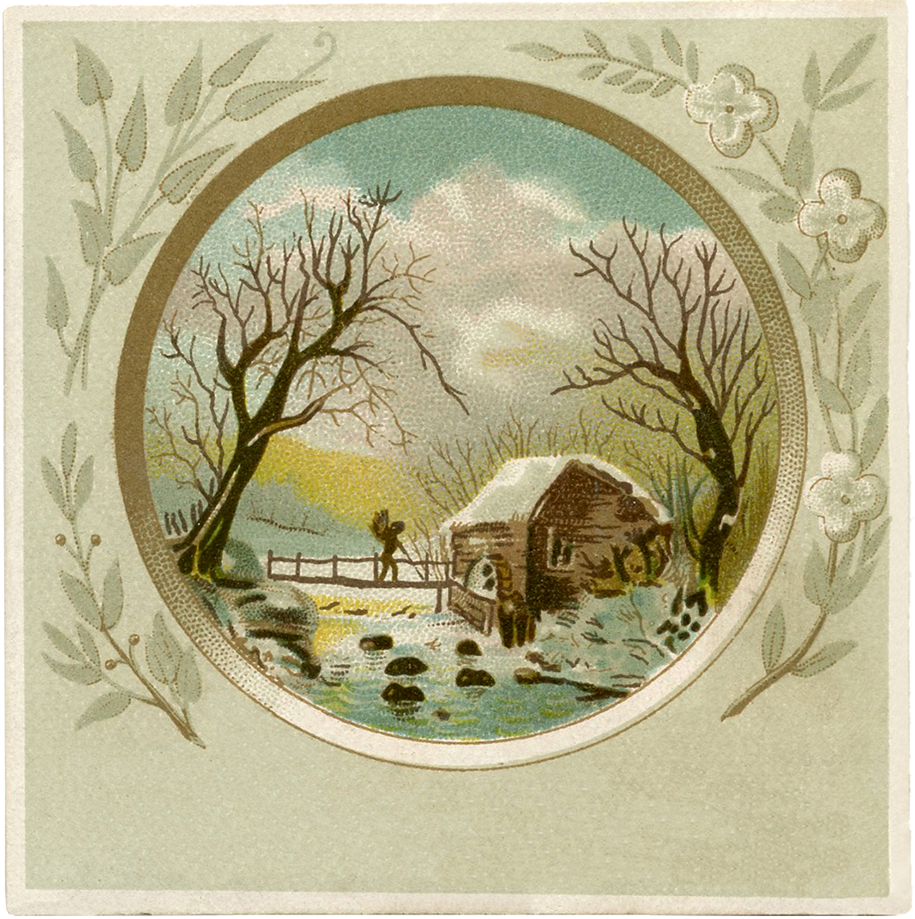 Framed Winter Scene Image! The Graphics Fairy