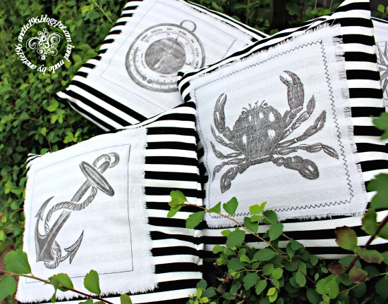 Fabric transfer nautical pillows