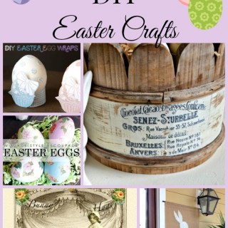 easter crafts collage with eggs and basket and bunny