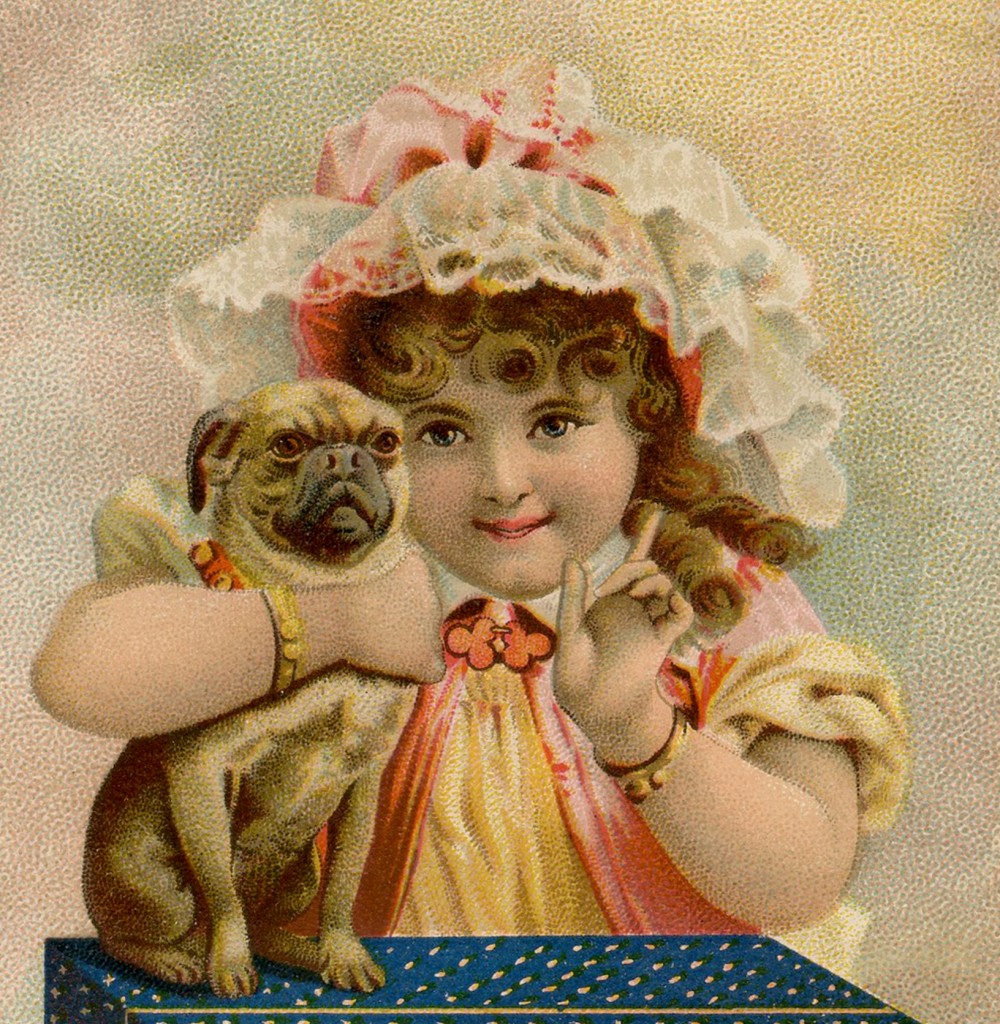 Vintage Girl with Pug Image