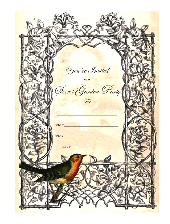 Secret Garden Tea party invitation