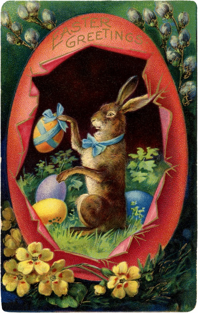 Victorian Easter Bunny with Egg Image The Graphics Fairy