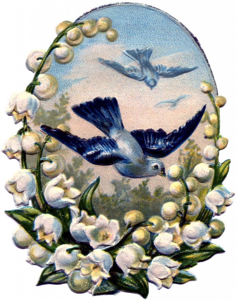 Vintage Bluebirds Scrap Image