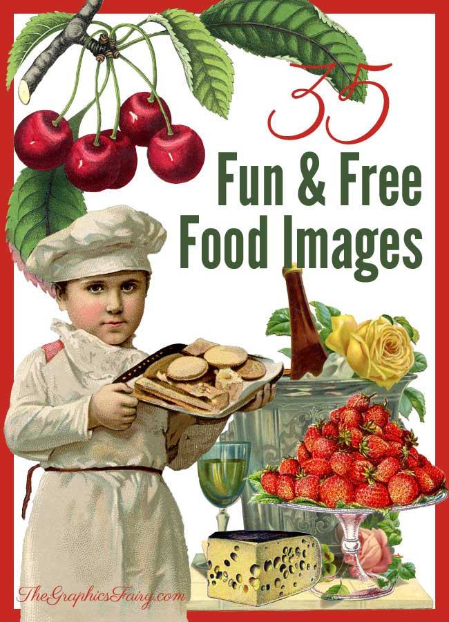 free good images with baker boy and fruit and flowers graphic