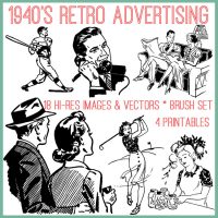 40s retro advertising collage with people