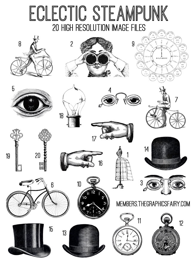 Eclectic Steampunk SVG Kit! TGF Premium - The Graphics Fairy