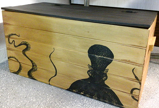 Toy chest with octopus