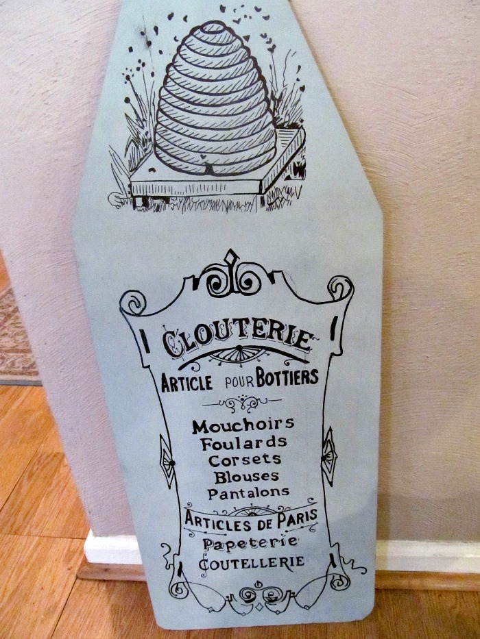 French sign made from ironing board